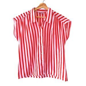 Vintage Judy Bond Women's 8 Retro Short Sleeve Red White Stripe Polka Dot Blouse